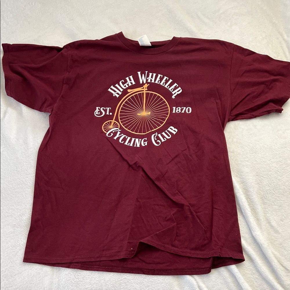 High Wheeler Cycling Club Penny Farther Maroon T-Shirt (Men’s XL)